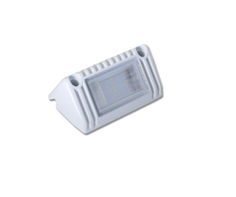 Raycharm 5" RV & Boat Exterior LED Work Lighting Fixture, 40Â° Down Angle Flood Beam, 6000K Cool-White, 12V/24V DC, High Lumen Output Low Current Draw, Waterproof White Finish, 1-Pack - Image 1